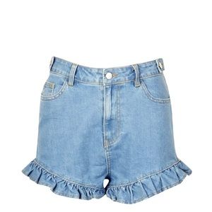 Boohoo ruffle denim shorts